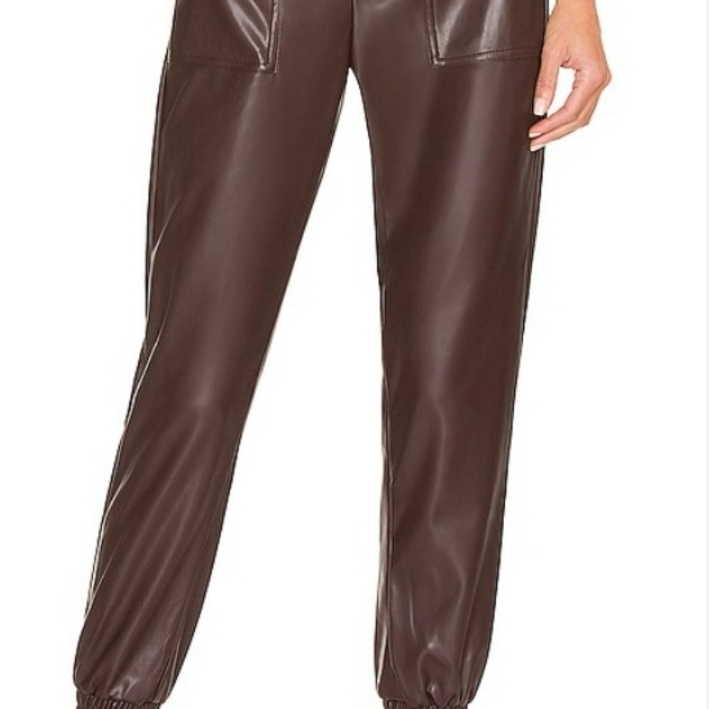 BCBGeneration Revolve Faux Leather Joggers Milk Chocolate XL NWT Boho